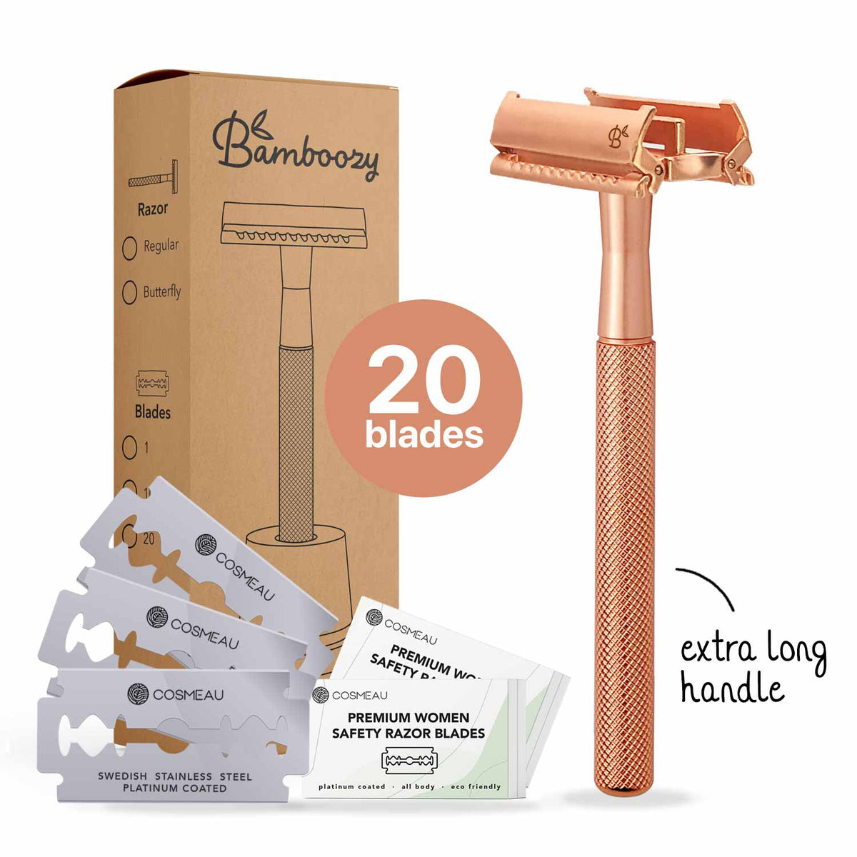 Safety Razor Butterfly + 20x Platinum Blades – Bamboozy COM