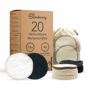 20x Black + White Reusable Cotton Pads 2-Layers