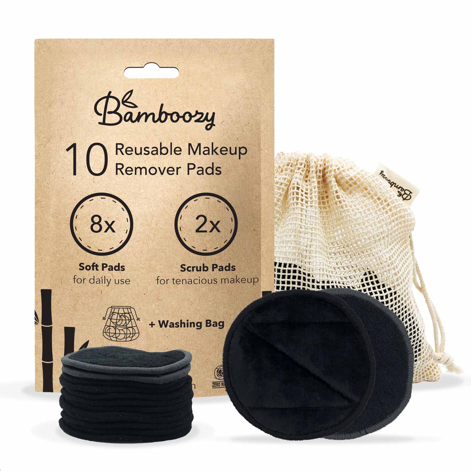 10x Black Reusable Cotton Pads 2-Layers