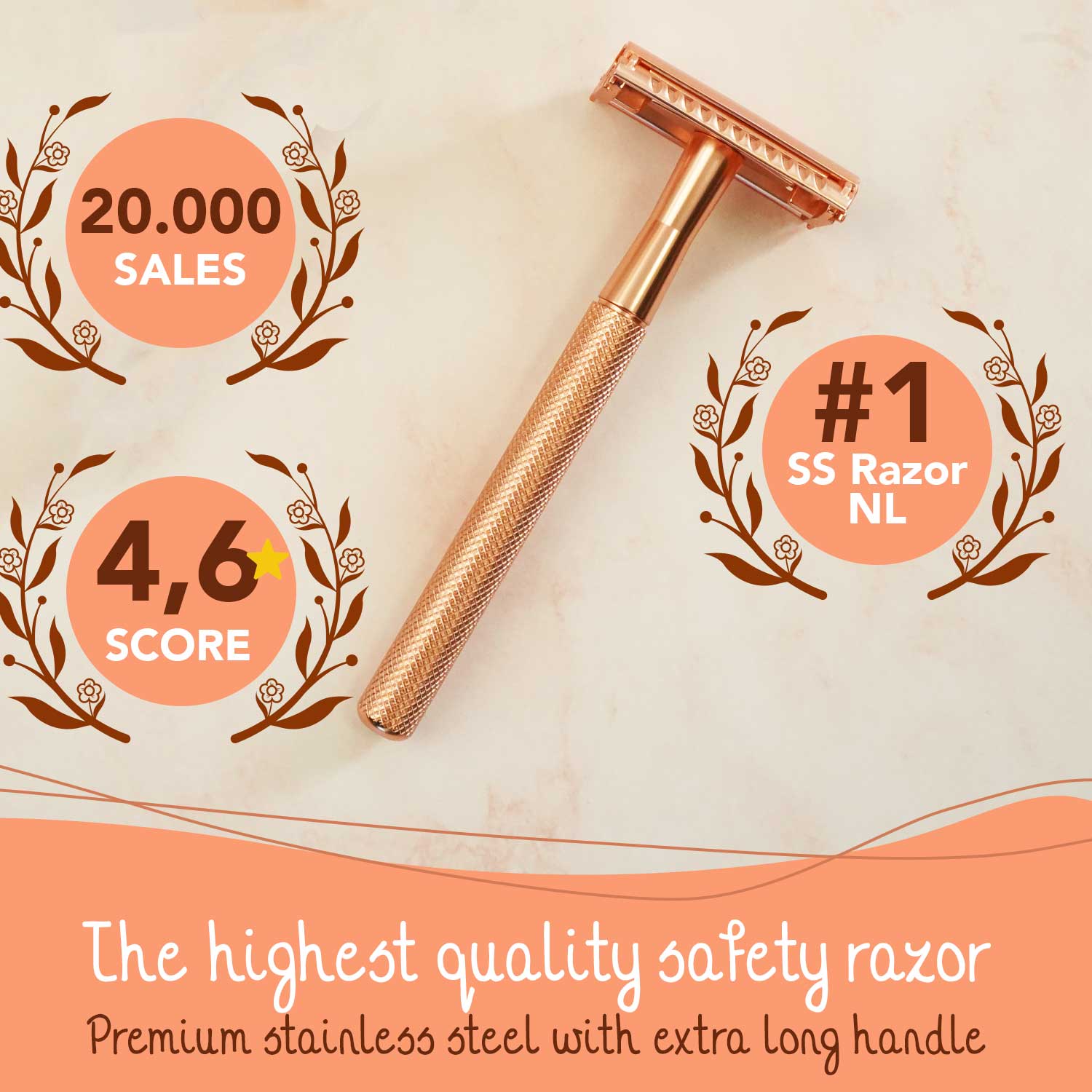 Rose Gold Razer Computer Safety Razor Rose Gold + 20x Blades for Women Stainless Steel ...