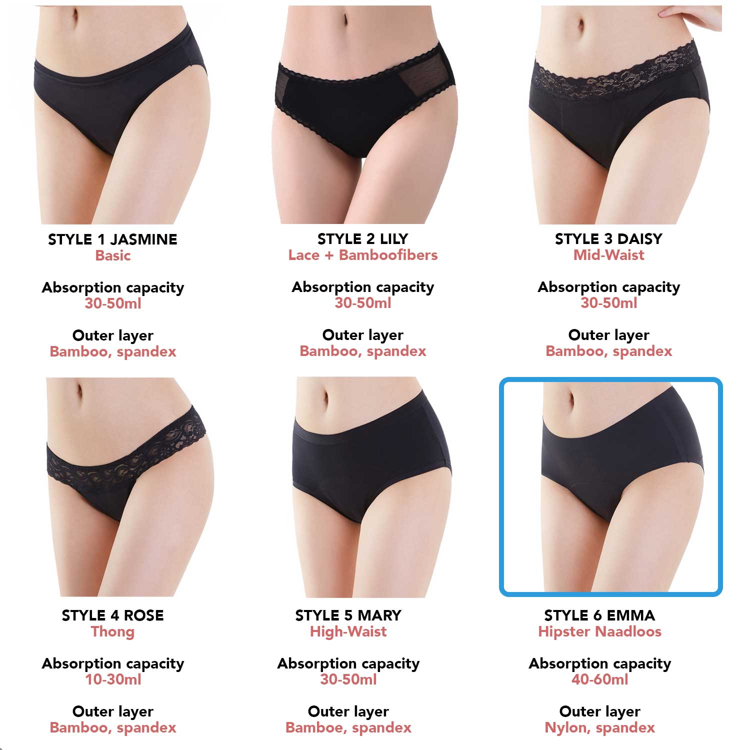 Bamboozy Menstrual Underwear Style 6 Emma – Bamboozy COM